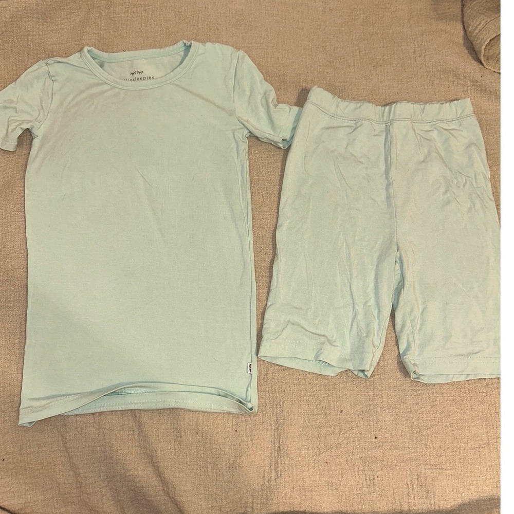 Little Sleepies Mint Green Bamboo Short Sleeve Pajama/Day Set Kids  Unisex 7/8